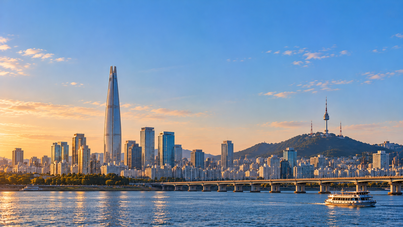 汉江金色天际线与南山塔